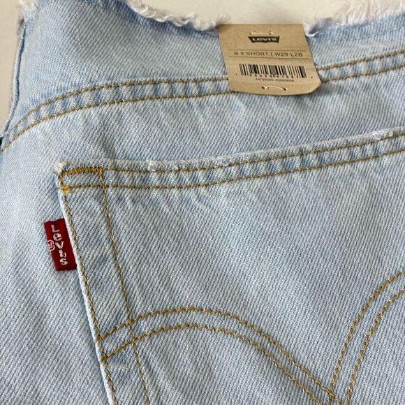 Levi’s Wedgie Straight Ripped Waistband Jeans light indigo destructed blue new - Picture 13 of 14